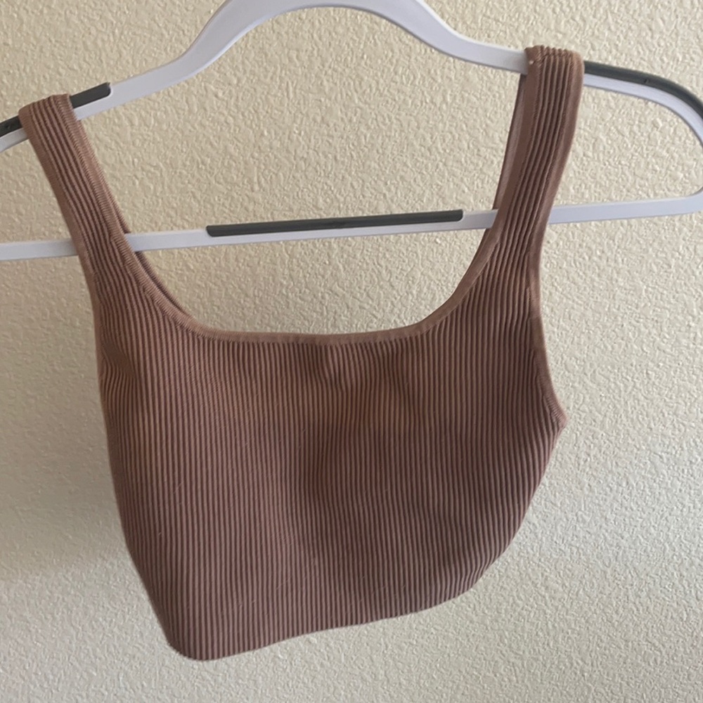 Tan Ribbed Aritzia Tank